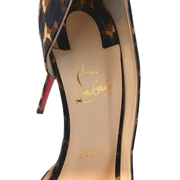Christian Louboutin Iriza 100 Leopard Silk D'Orsay Heels Pumps Size 41 - Picture 4 of 8